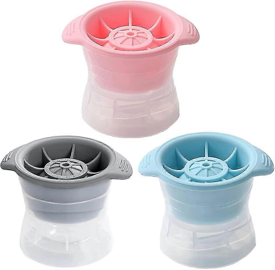 3個のシリコンアイスボールメーカー用-ウイスキー、カクテル、ソーダ、飲み物用の再利用可能な形状アイスキューブトレイ球形アイスモールド