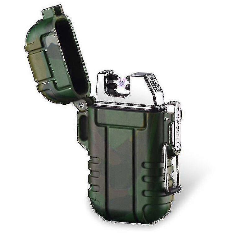 防水電動ライターキャンプハイキングアドベンチャー用デュアルアークUSB充電式ライター -