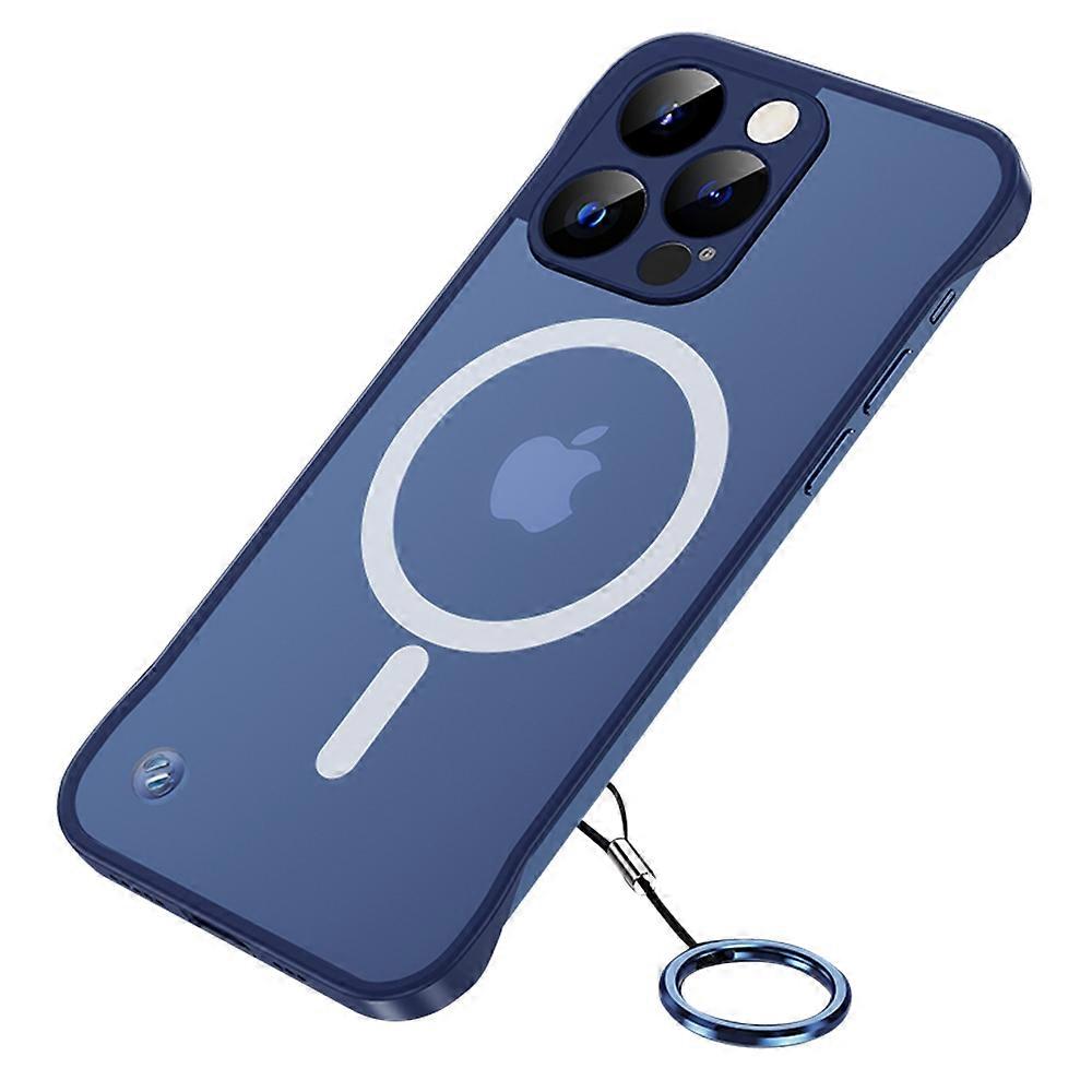 For iPhone 16 Pro Case Compatible with MagSafe Matte PC Frameless Mobile Cover - Blue