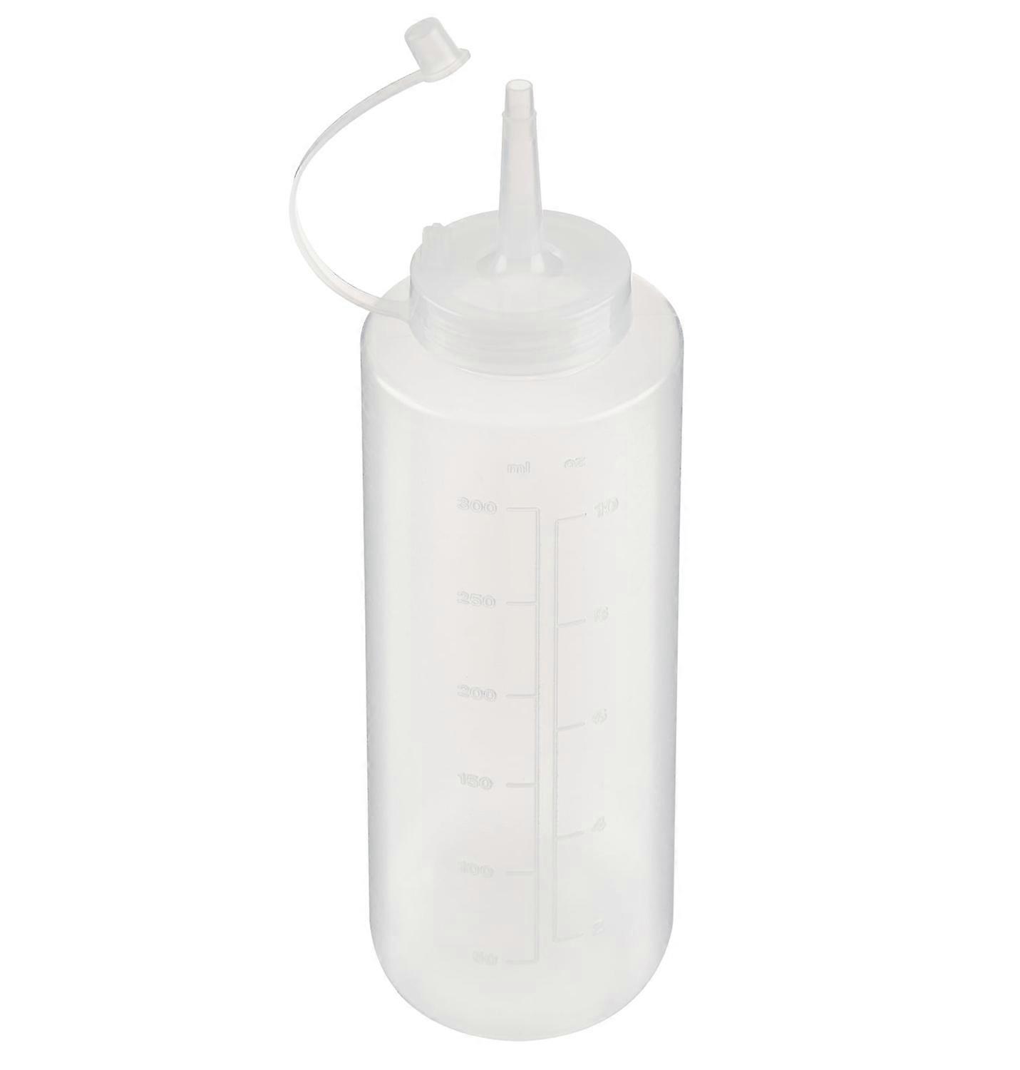 Plastic 10 Oz Condiment Squeeze Bottle, White, With Graduated Scale For Precise Dosing