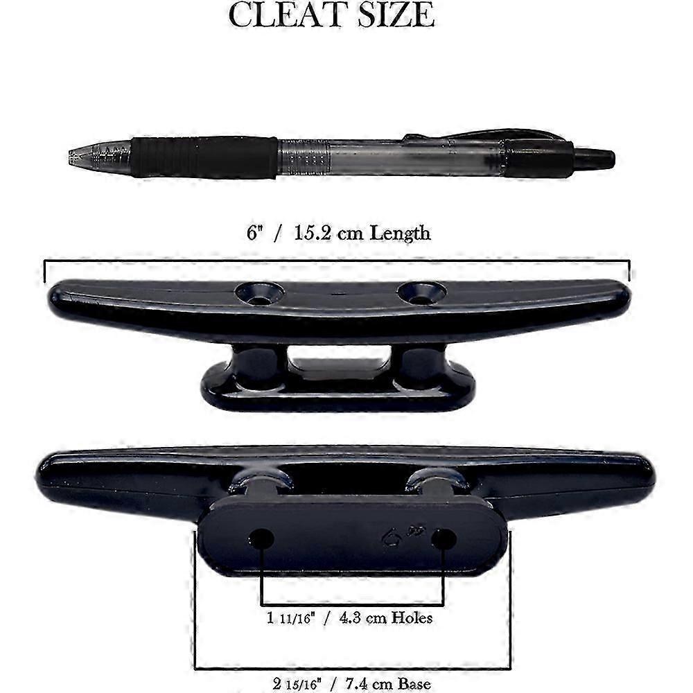 2X 210mm UV Resistant Black Nylon Boat Bar Cleats – LEDADVANTAGE
