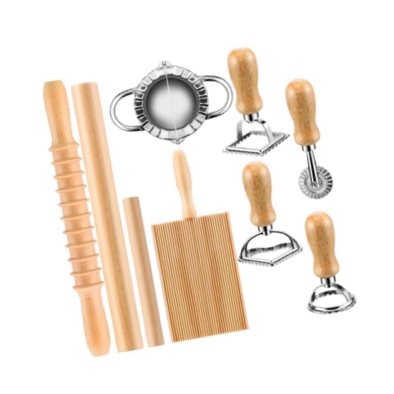 Ensemble d’outils de fabrication de pâtes Rouleau à pâtisserie Gnocchi Machine à pâtes pour cadeaux DIY fait maison 9 pièces