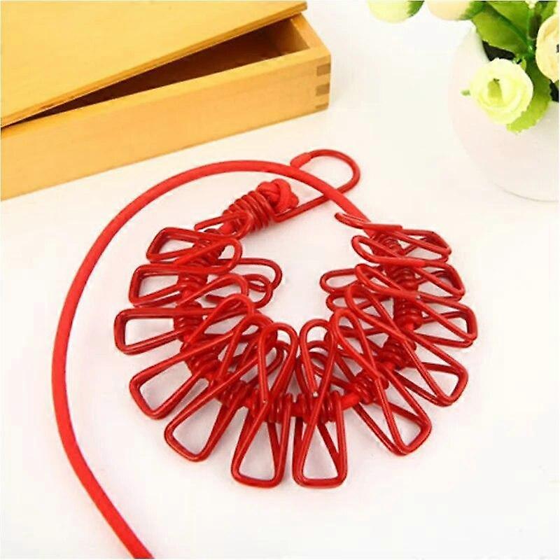 Portable Clothing Clothesline with 12 Clips Retractable Laundry Dryer Clothes Rope Drying Rack Cloth Hanging Line For Outdoor