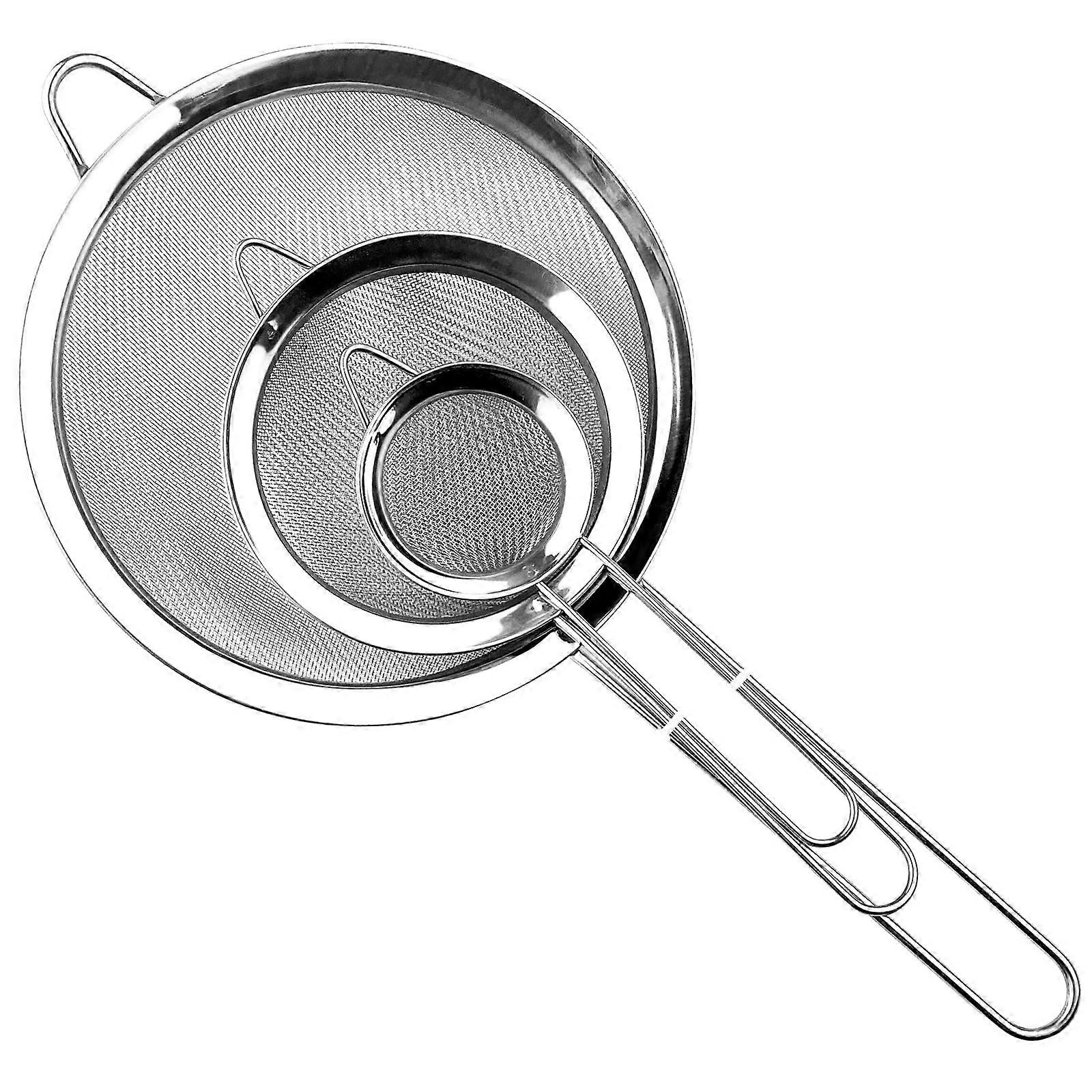 Stainless Steel Sieve Set 3-Piece - Fine Mesh Colanders