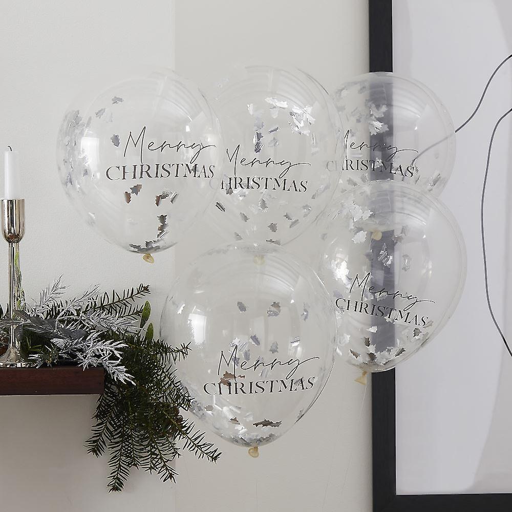 Balloons - Silver Merry Christmas Confetti Balloons