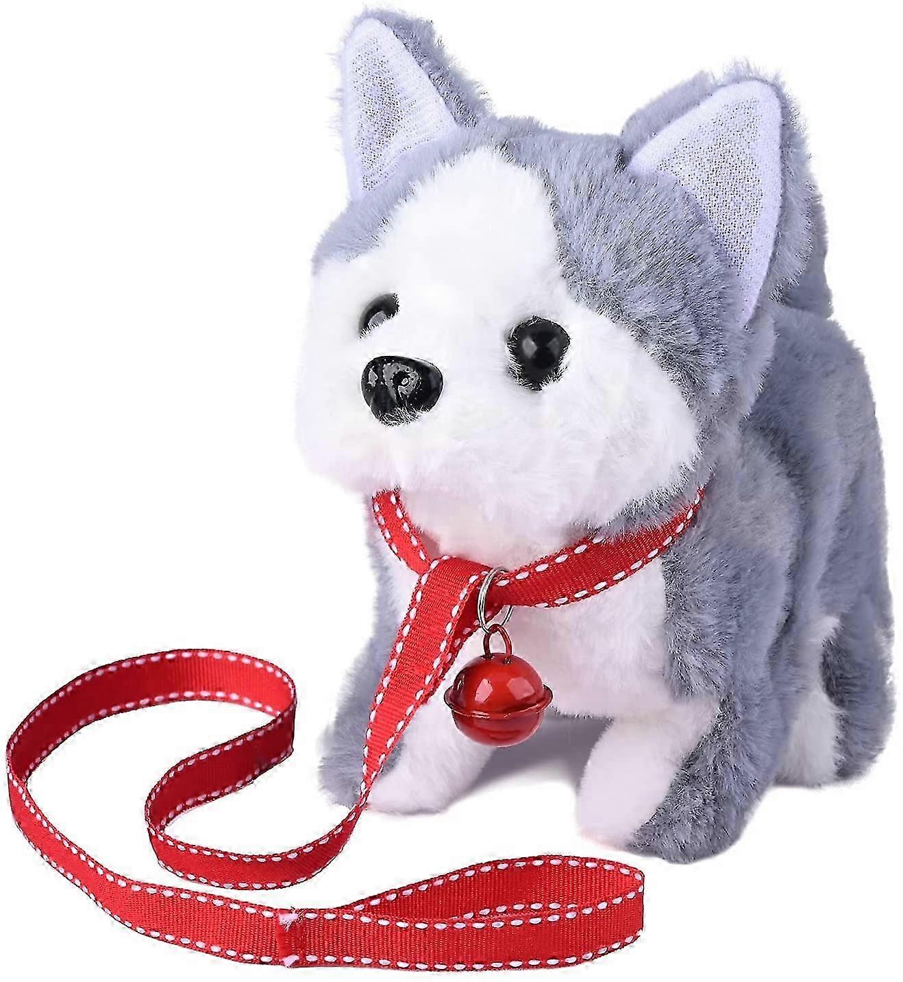 Dog Toy, Plush Husky - Inspired Toy with Red Leash and Bell, Soft and Cuddly for Interactive Play and Companionship