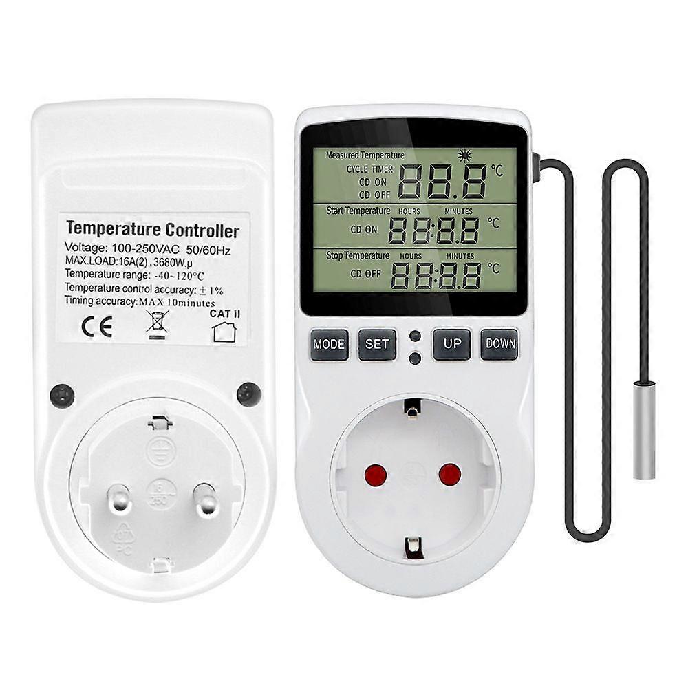 Digital Thermostat Temperature Controller Socket 230v 16a with Sensor Heating Refrigerator Thermostat Regulator