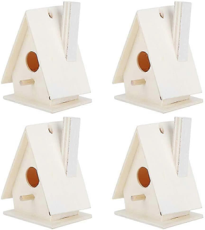 Μίνι ξύλινα birdhouses 4pcs για τα παιδιά, ημιτελή χρωματισμένα κιτ birdhouse Diy