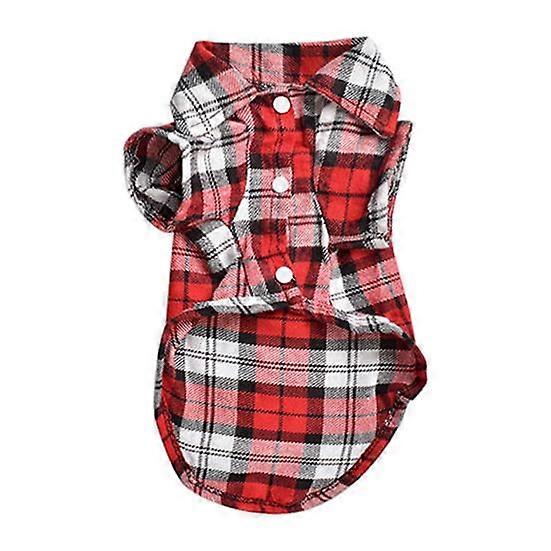 Cute Pet Dog Puppy Plaid Shirt Coat Clothes T-Shirt Top Apparel Size XS S M L