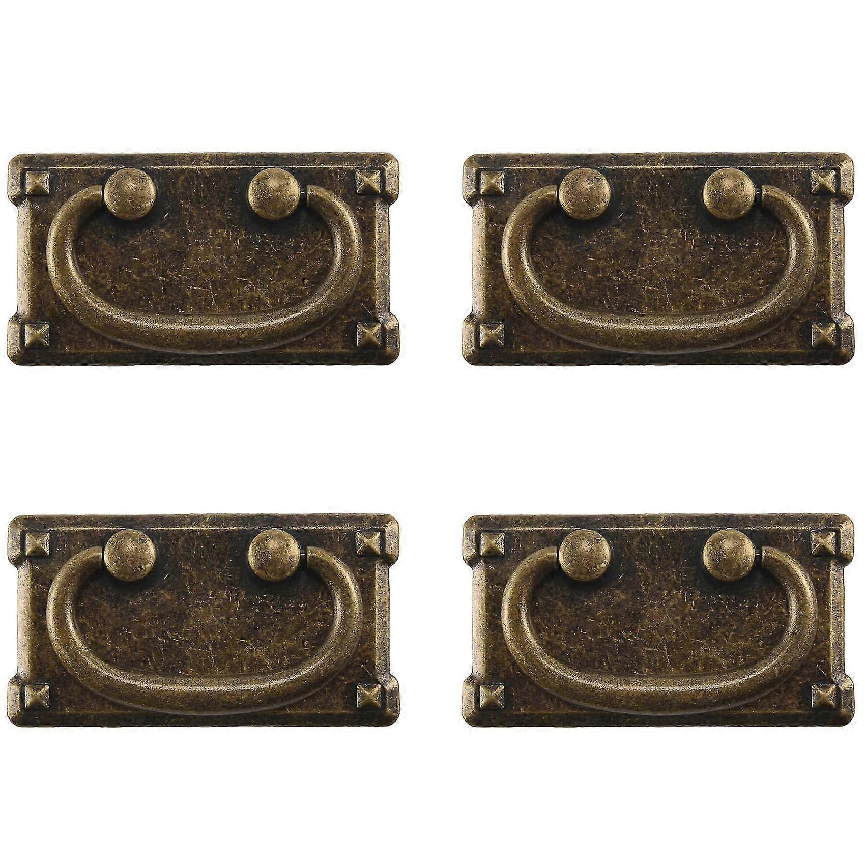 4 قطع عتيقة العتيقة البرونزية درج الدائري سحب مقابض ، مجلس الوزراء باب الأثاث مقبض الديكور