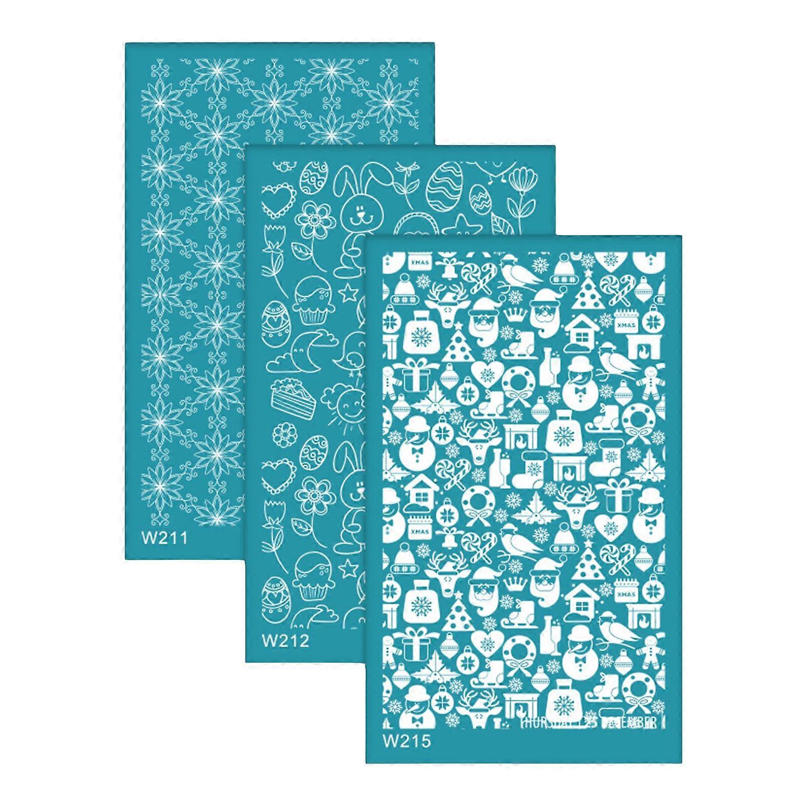 3x Silk Screen Stencils for Polymer Clay Tools, Reusable Silkscreen Print Kit,