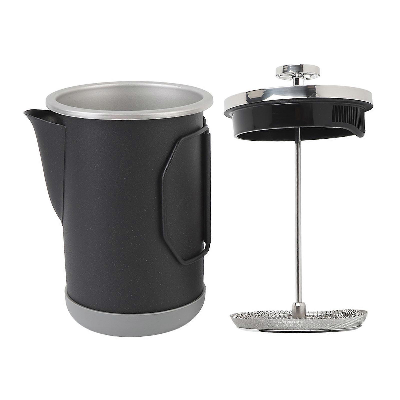 Caffettiera francese Teiera portatile in acciaio inox 304 preparata a mano per campeggio 1000ml nera