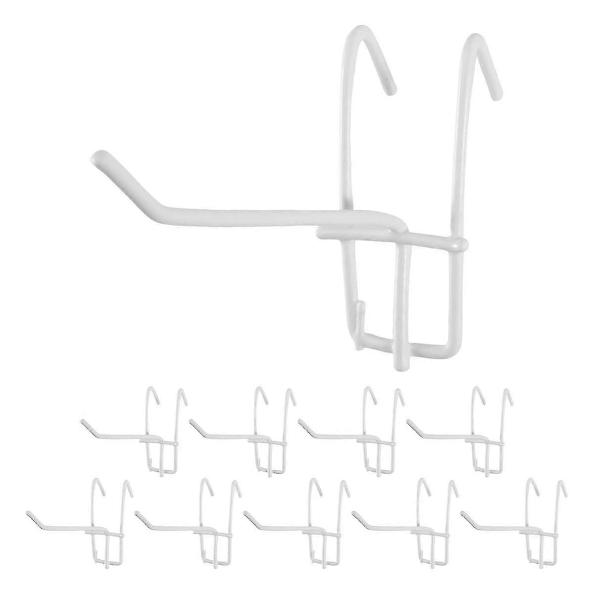 sourcingmap 10 Pcs 3.9" Long White Metal Store Grid Wall Bracket Display Hooks