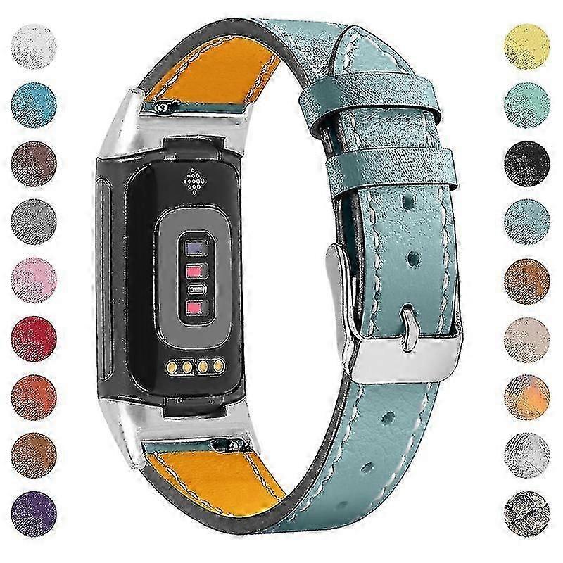 Premium Genuine Leather Adjustable Strap Watch Band for Fitbit Charge 6/5