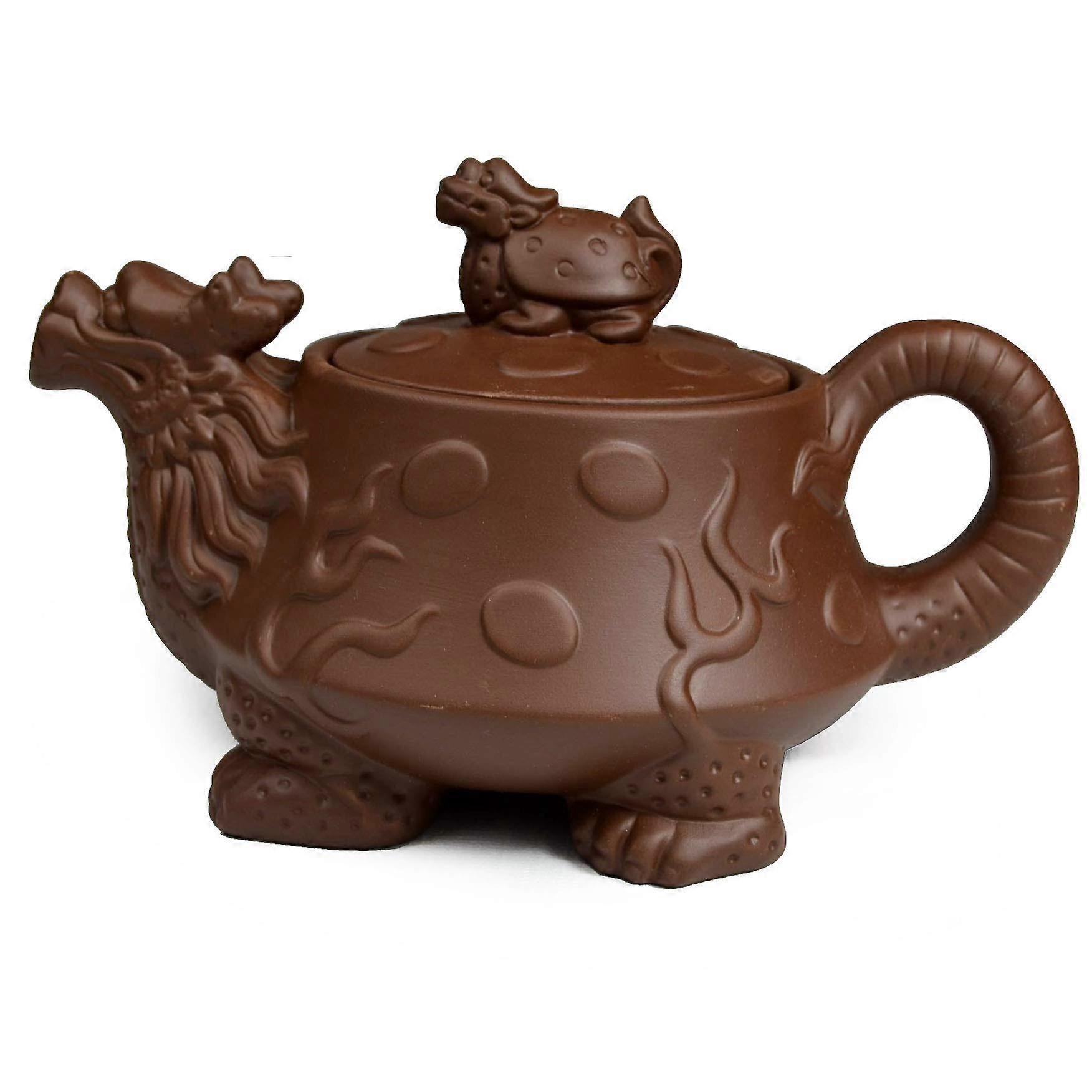 Teapot Chinese Dragon Turtle Ugurlu Zisha Kil Gongfu Teapots For Loose Tea (Brown)