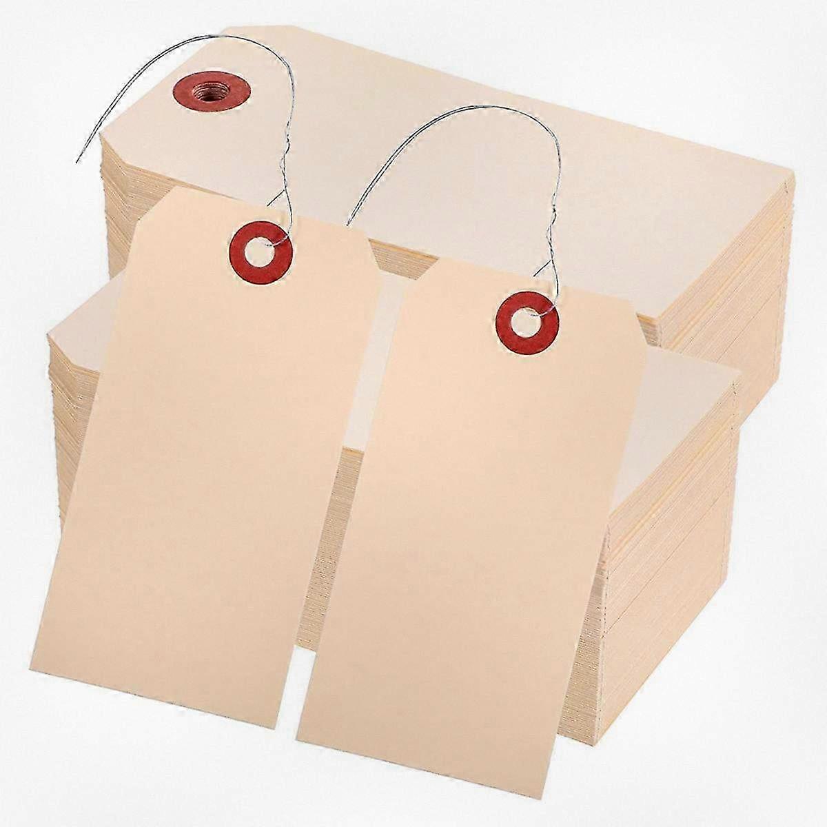 400 Pieces Blank Wire Shipping Tags, Manila Hanging Labels with Reinforced Hole and Metal Loop