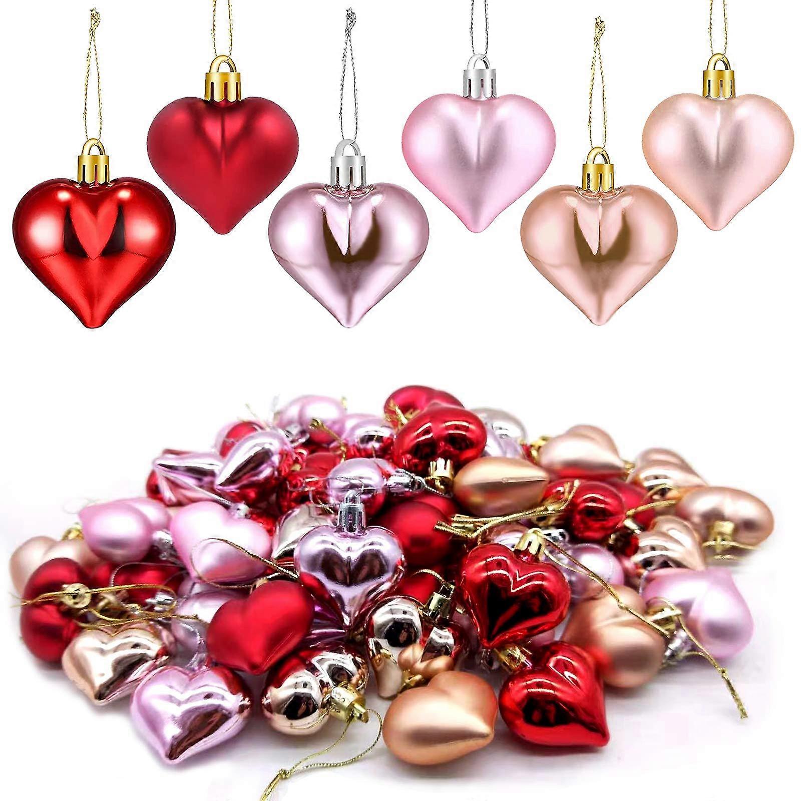 Heart Ornaments 60 Pcs For Valentines Day Tree Decoration