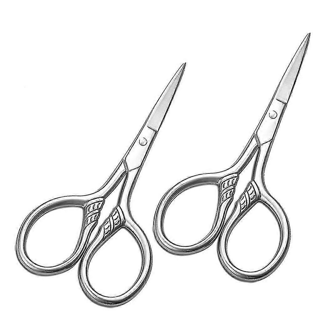 Curved And Rounded Facial Hair Scissors Compatible With Men - Mustache, Nose Hair And Beard Trimming Scissors, Safety Use Compatible With Eyebrows