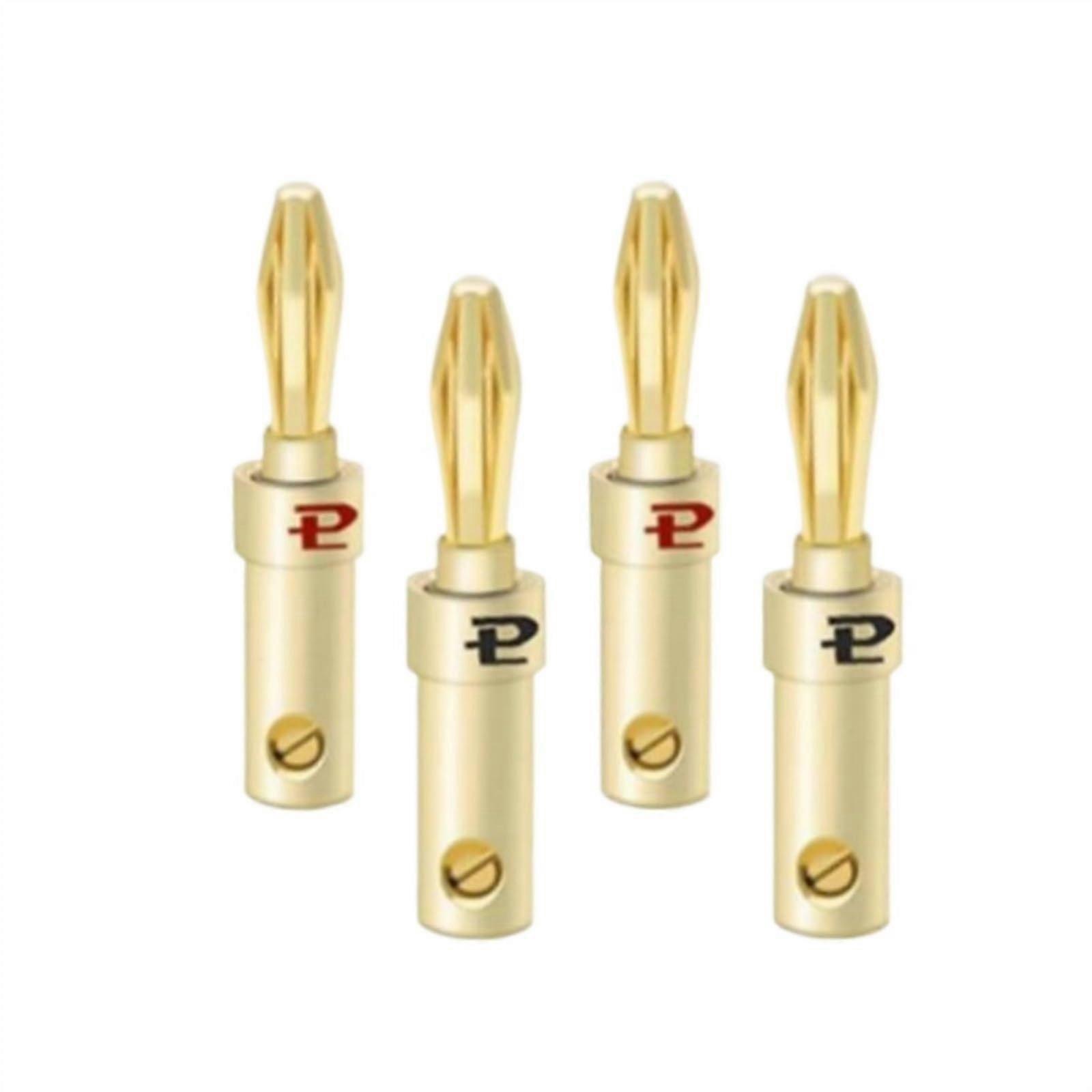 Gold-Plated Copper Banana Speaker Connector Adapter 4-Pack For Audio Banana Connectors