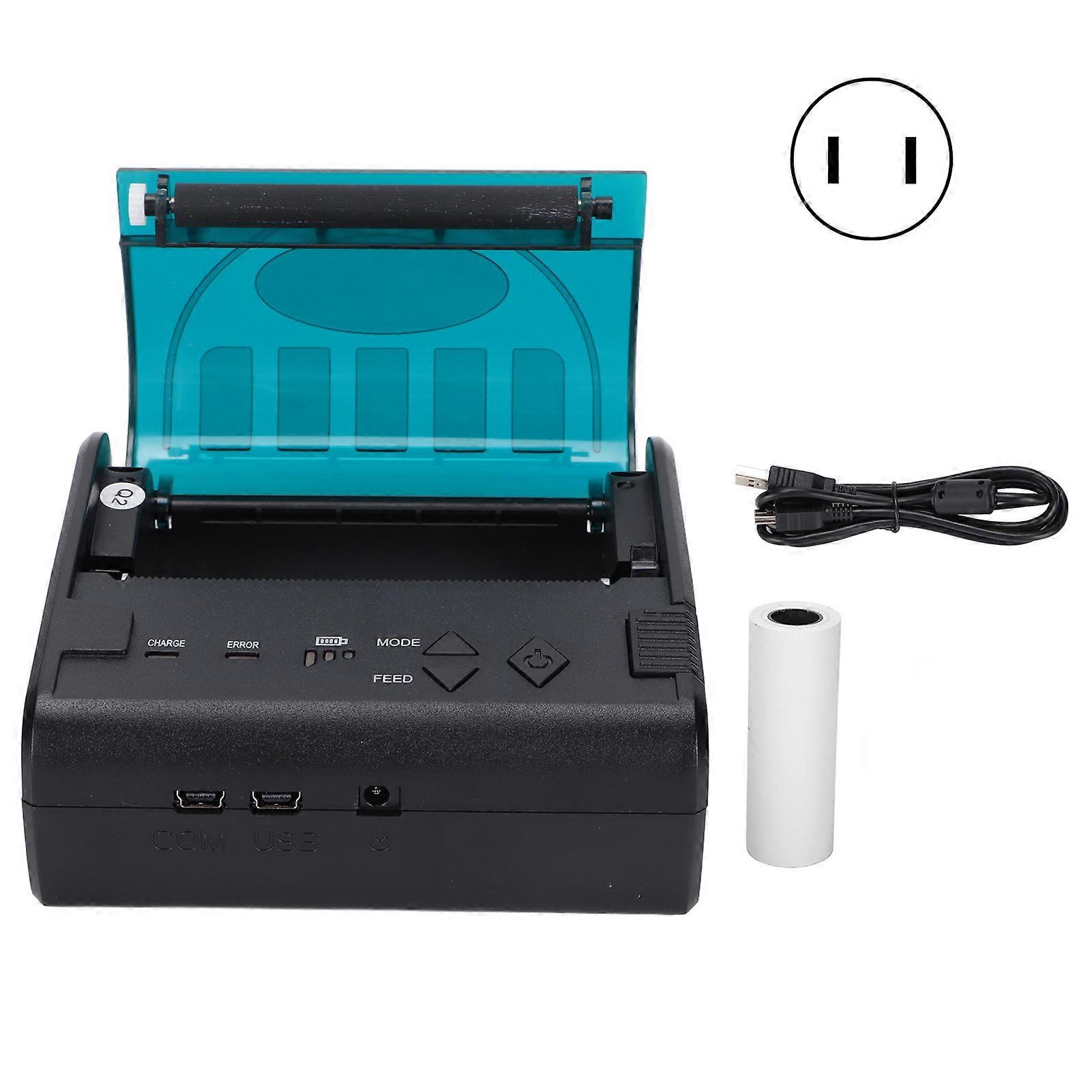 Label Printer 80mm Mini Portable Stable Convenient Thermal Printer for Supermarket Takeaway Express Ticket 100‑240vUS Plug