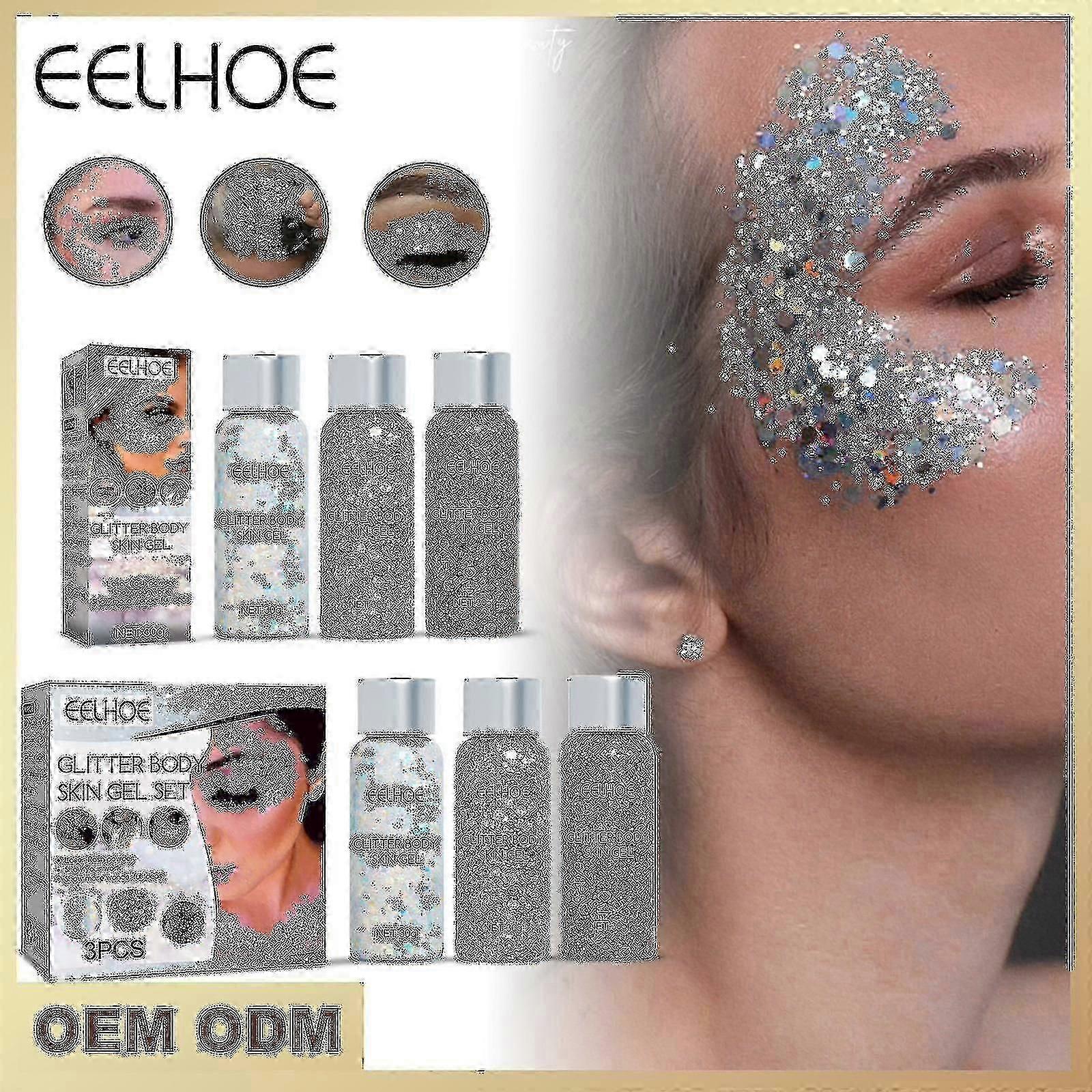 Sequin Gel Set Makeup Fish Scale Sequin Gel Glitter Stage Performance Eyeshadow Make