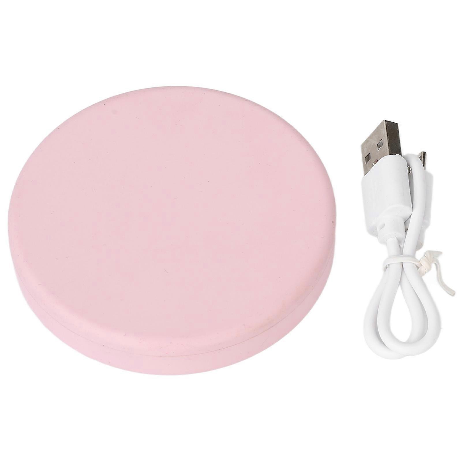 LED Compact Round Shape 3X Magnification Rechargeable Double Sided Adjustable White Light Pocket Mirror Pink