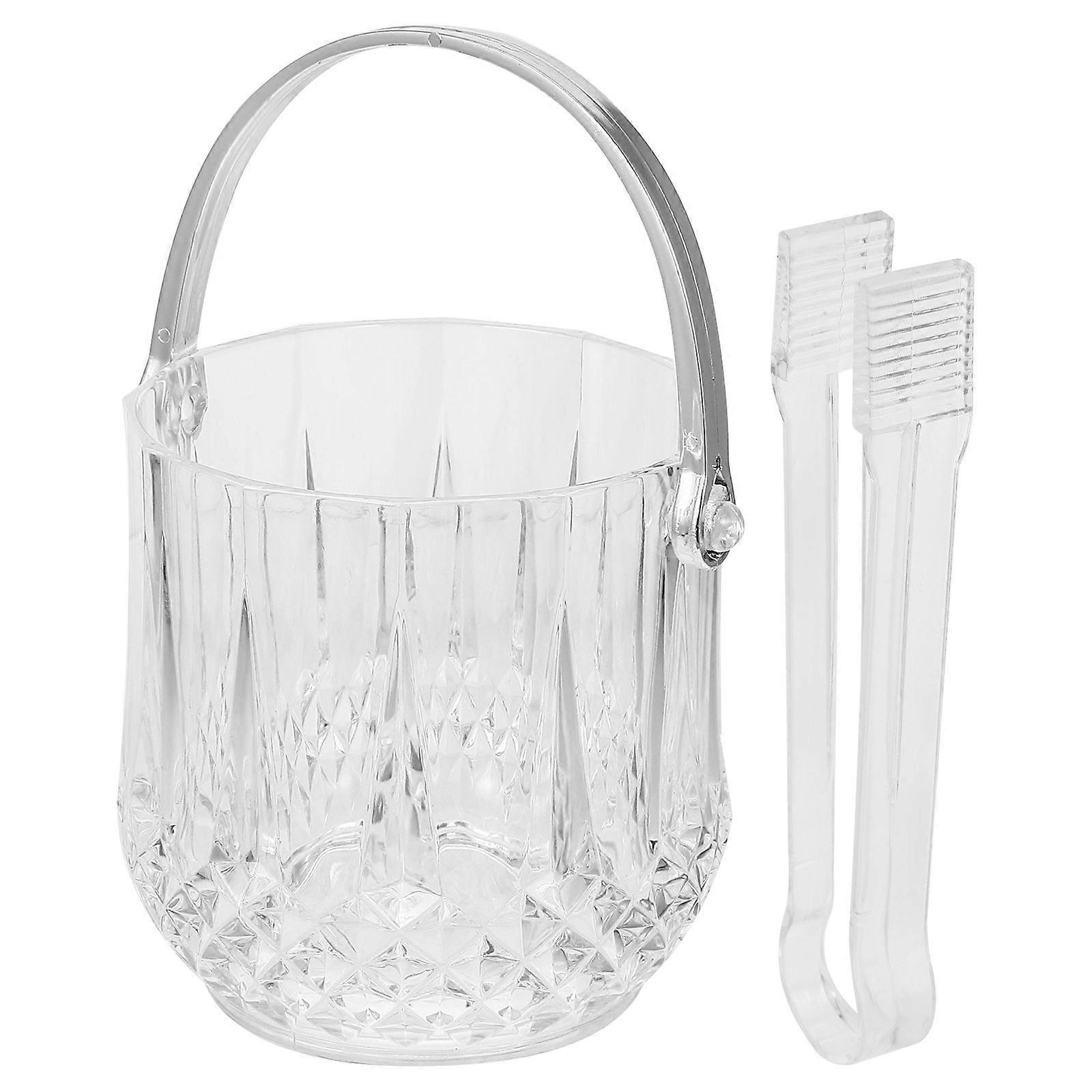 1 Set 2pcs Portable Ice Bucket Plastic Ice Clamp Ice Container (Transparent)