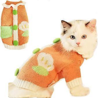 Cat Sweater for Cats Warm Puppy Clothes for Small Dog Button Kitten Knitwear Doggy Sweatshirt Winter Pet Clothing for Chihuahua Yorkie Pug Poodle