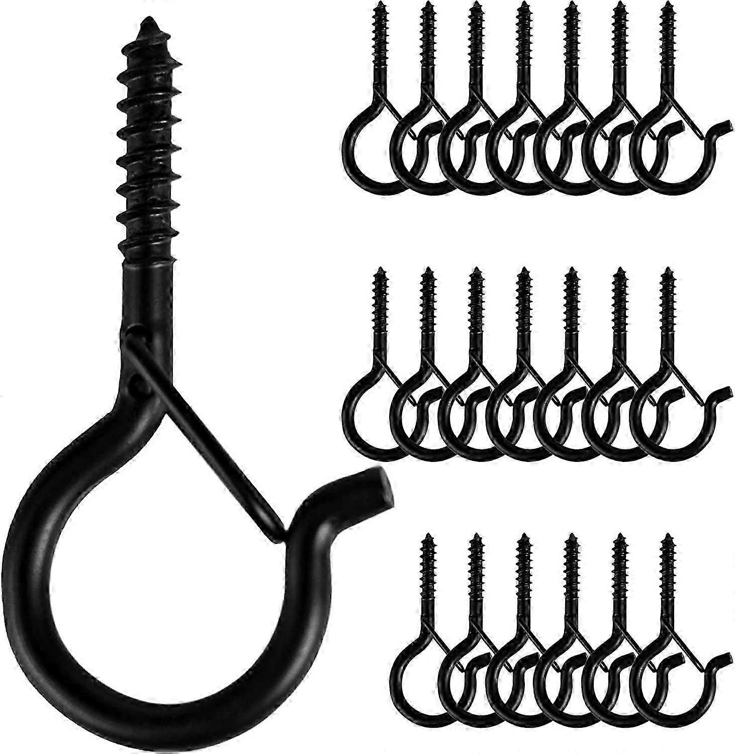 Q-type Black Screw Hooks, 20pcs