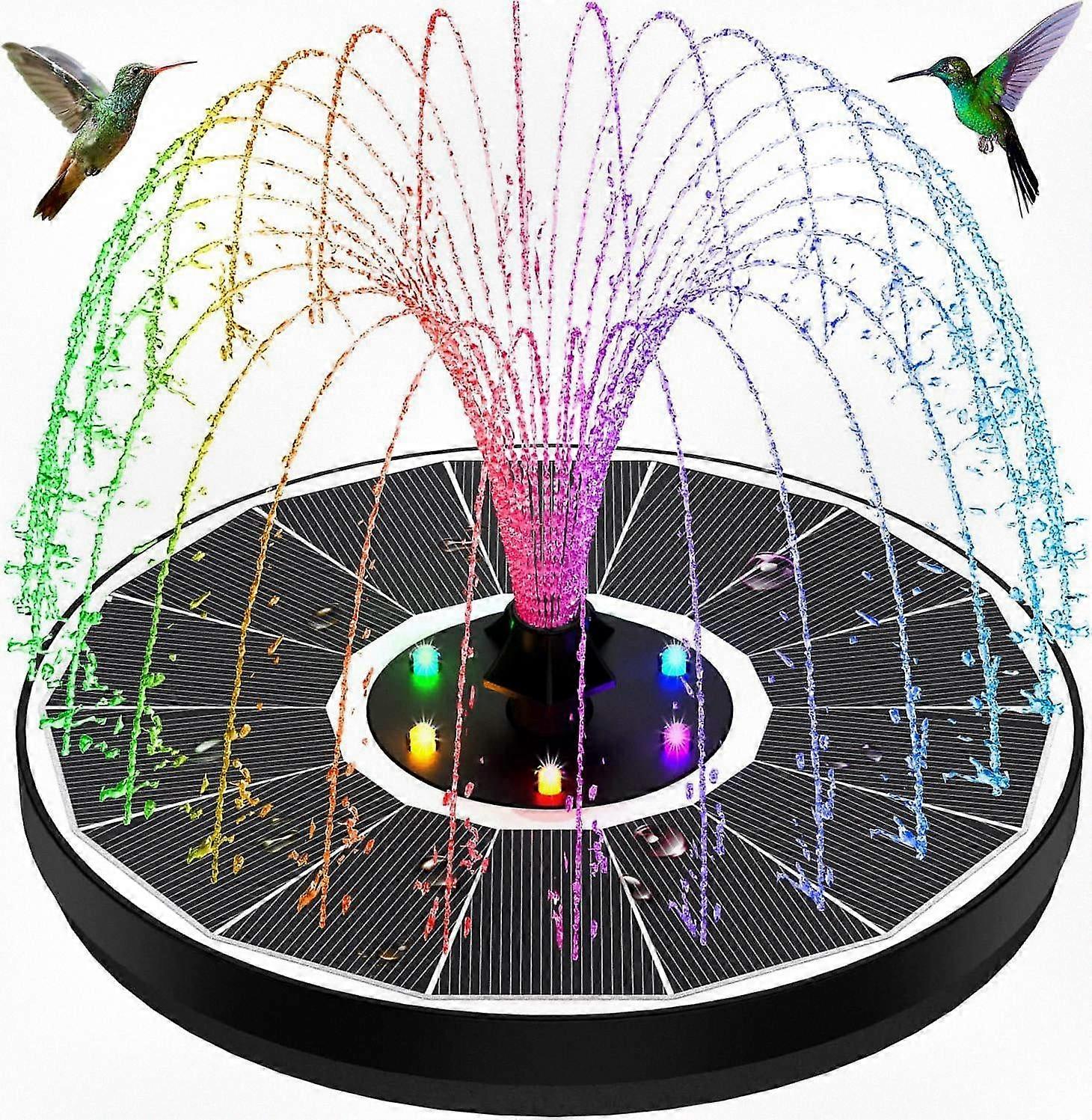 New 3.5W Solar Bird Bath Fountain with Glass Panel, 2000mAh Battery, Color LED Lights, 8 Spray Modes & 4 Different Nozzles for Outdoor Decor