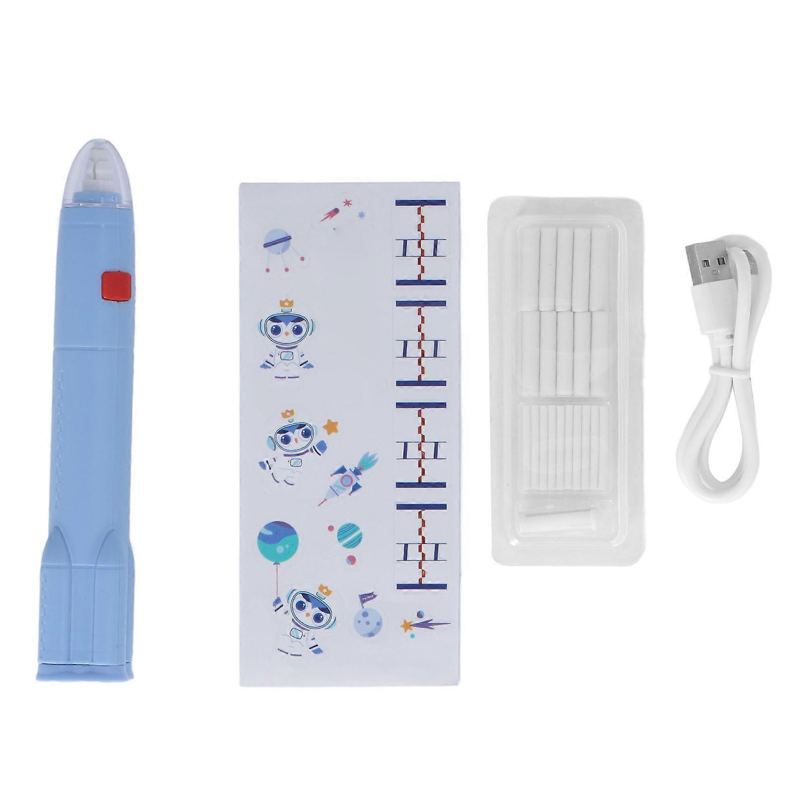 Low Noise Rechargeable 2 Replaceable Refills 2.7x16cm ABS TPR Electric Pencil Eraser for Study