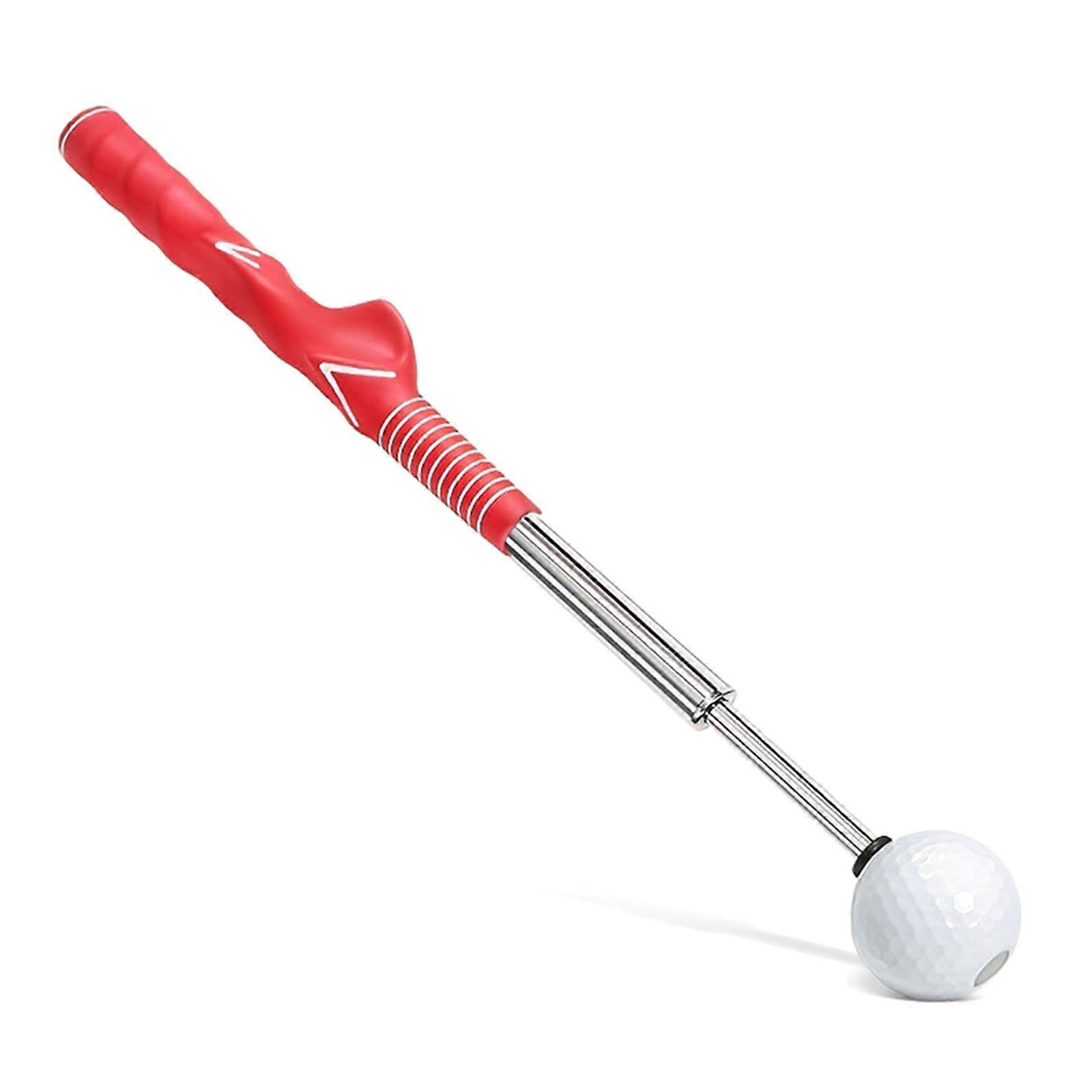 Golf Swing Practice Stick Telescopic Swing Trainer NonSlip Warms Up Stick for Chipping Driving Exercise Beginner  Red