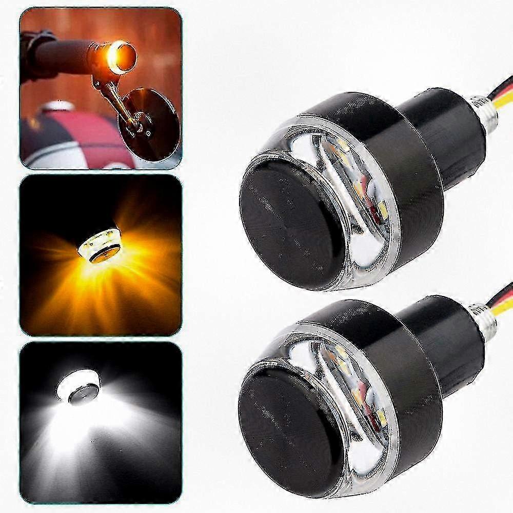 12V LED Turn Signals for Motorcycles, Handlebar End Blinkers Compatible with 22mm Handlebars, Flashing Signal Lights for Handlebar