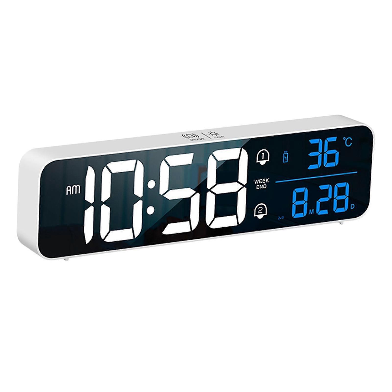 LED Digital Alarm Clock Date Thermometer Display Desktop Decor 2000mAh