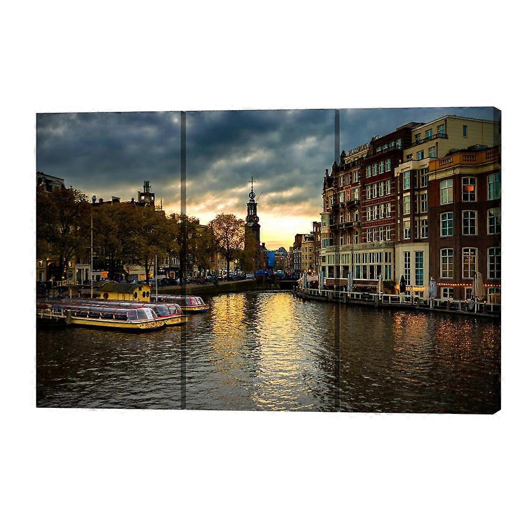 3 Panels Attractive Wall Poster Prints On Canvas,Leaves, , Machine Component 