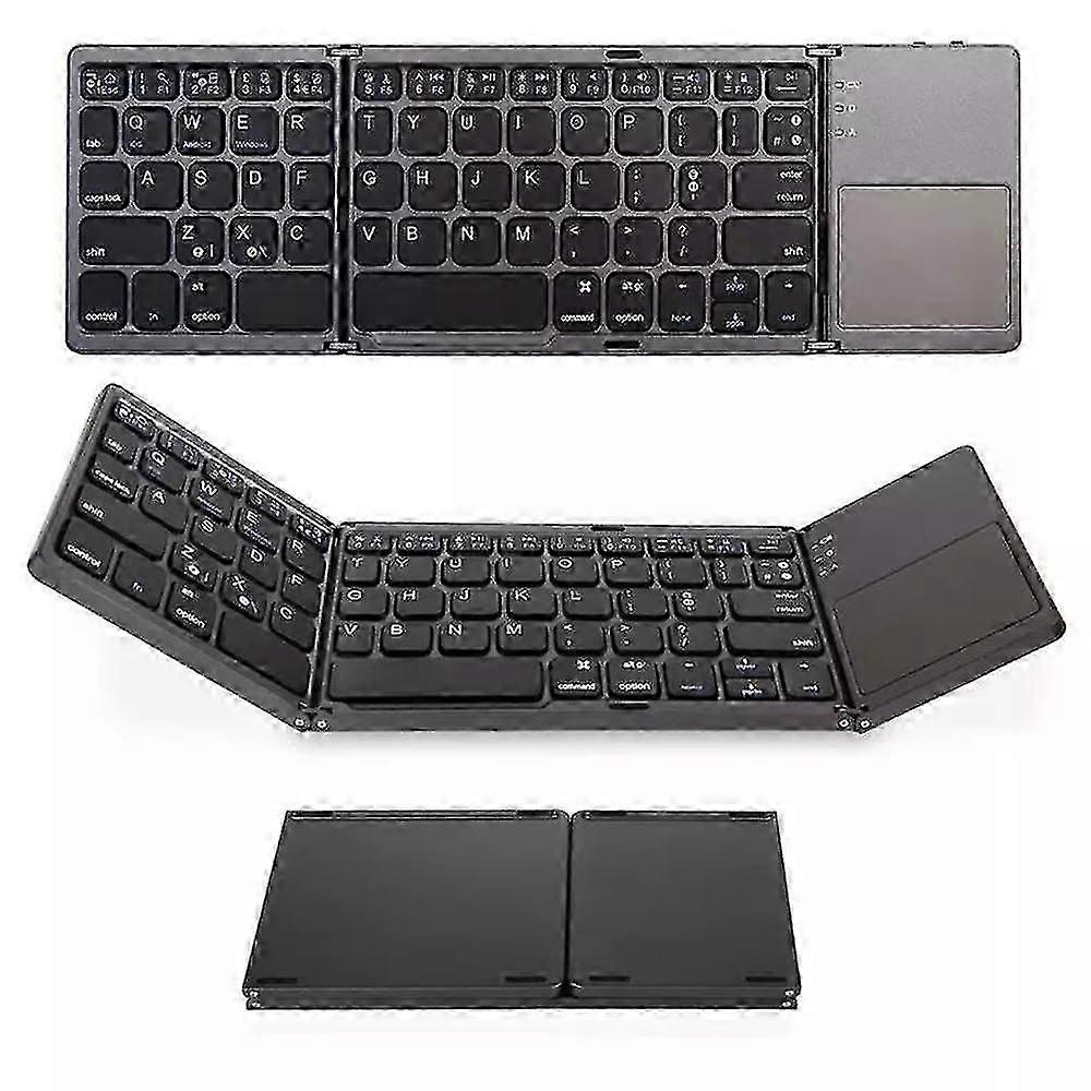 Three-fold Bluetooth Keyboard Bluetooth Portable Mini Wireless Keyboard With Touchpad Mouse Compatible With Android Windows Pc Tablet