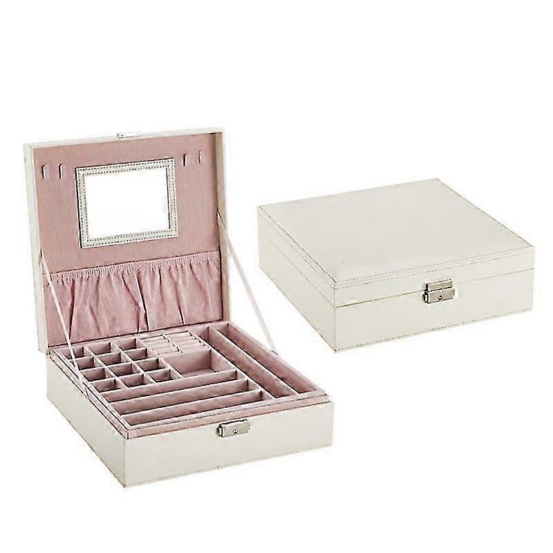 Double-layer mirror flannel jewelry box storage box