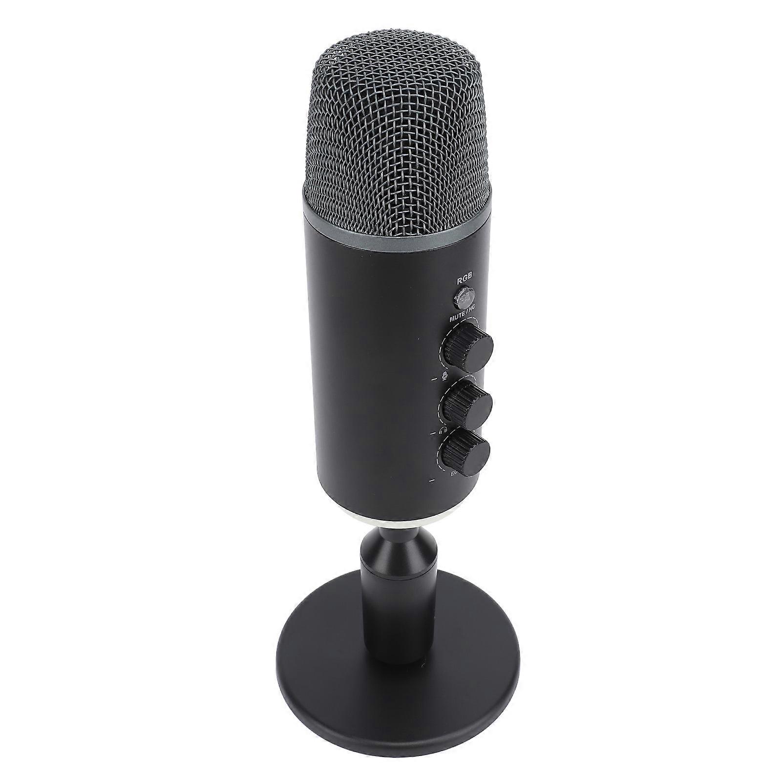 Gaming Microphone HiFi Sound Adjustable Volume USB PC Condenser Mic with Mute and RGB Lights for Podcasting Streaming 
