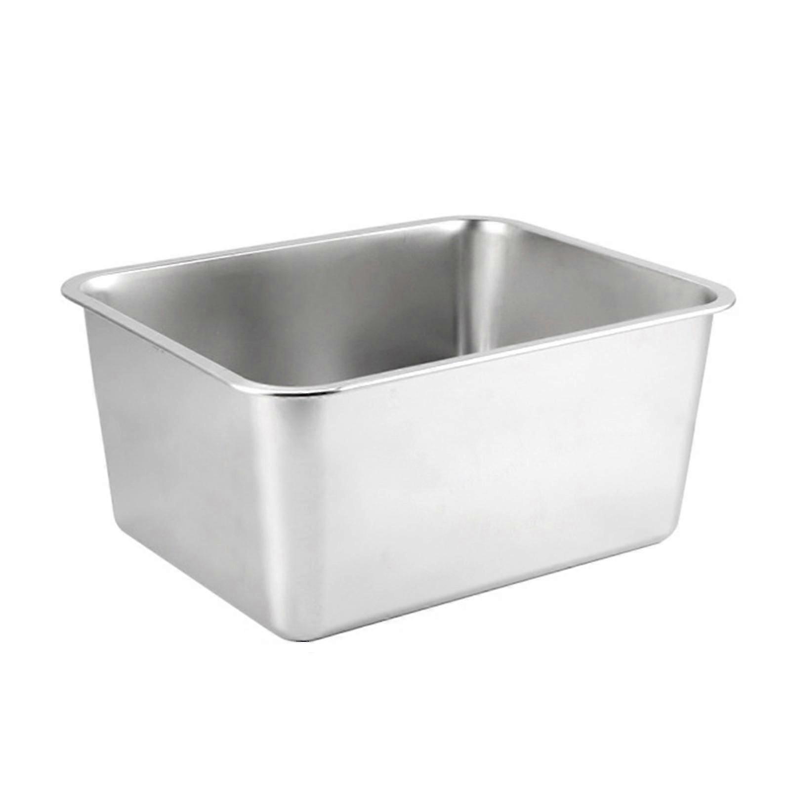 Stainless Steel Cat Litter Box with Low Entry, Durable Spacious Open Rectangular Pan for Pets