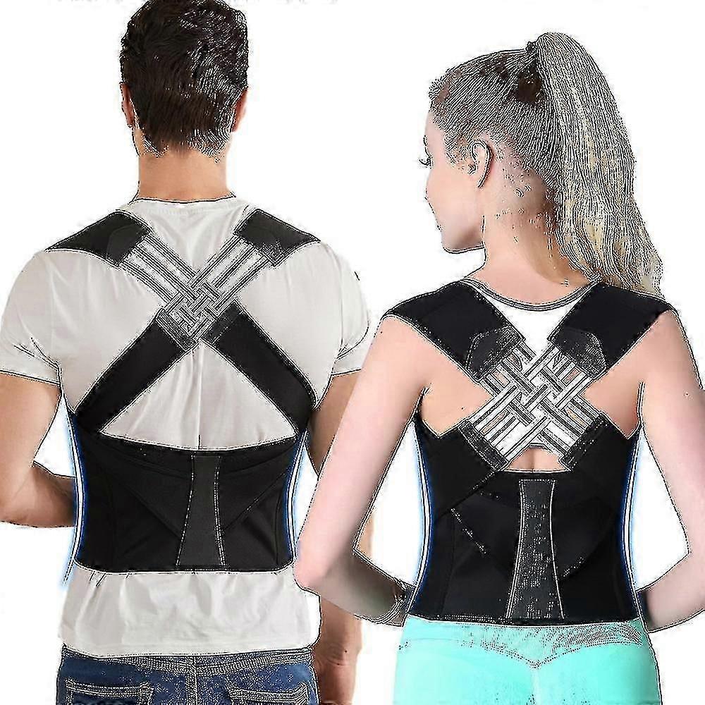 Posture Corrector Rückenstütze - Verstellbare Schulterstütze zur Schmerzlinderung - L Schwarz