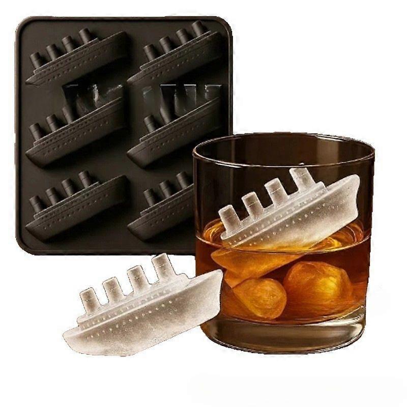 Ice Tray, Silicone Ice Mold, Titanic Ice Cube Trays for Juice Wine Coffee Bourbon Drink Use, Chilled Beverage Tool with Easy Release, Boat Shape Maker
