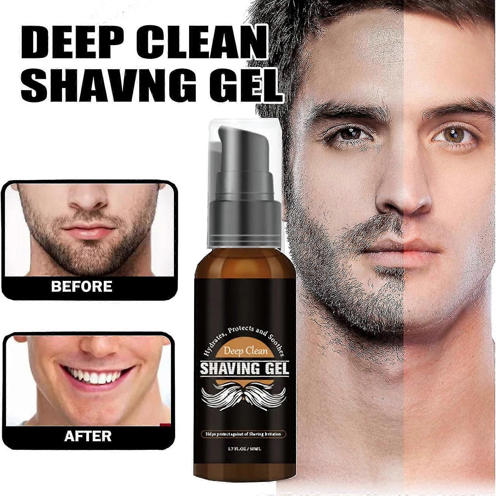 Deep Cleansing Shave Gel, Men's Beard Cleansing Shave Cream Gel Smooth Beard Care 3 Seconds Softens Beards and Prevents Razor Bumps