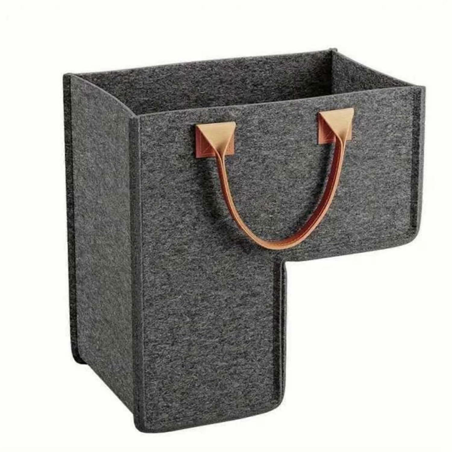 Set of 2 Stair Basket with Handles, Foldable Felt Fabric for Household Items