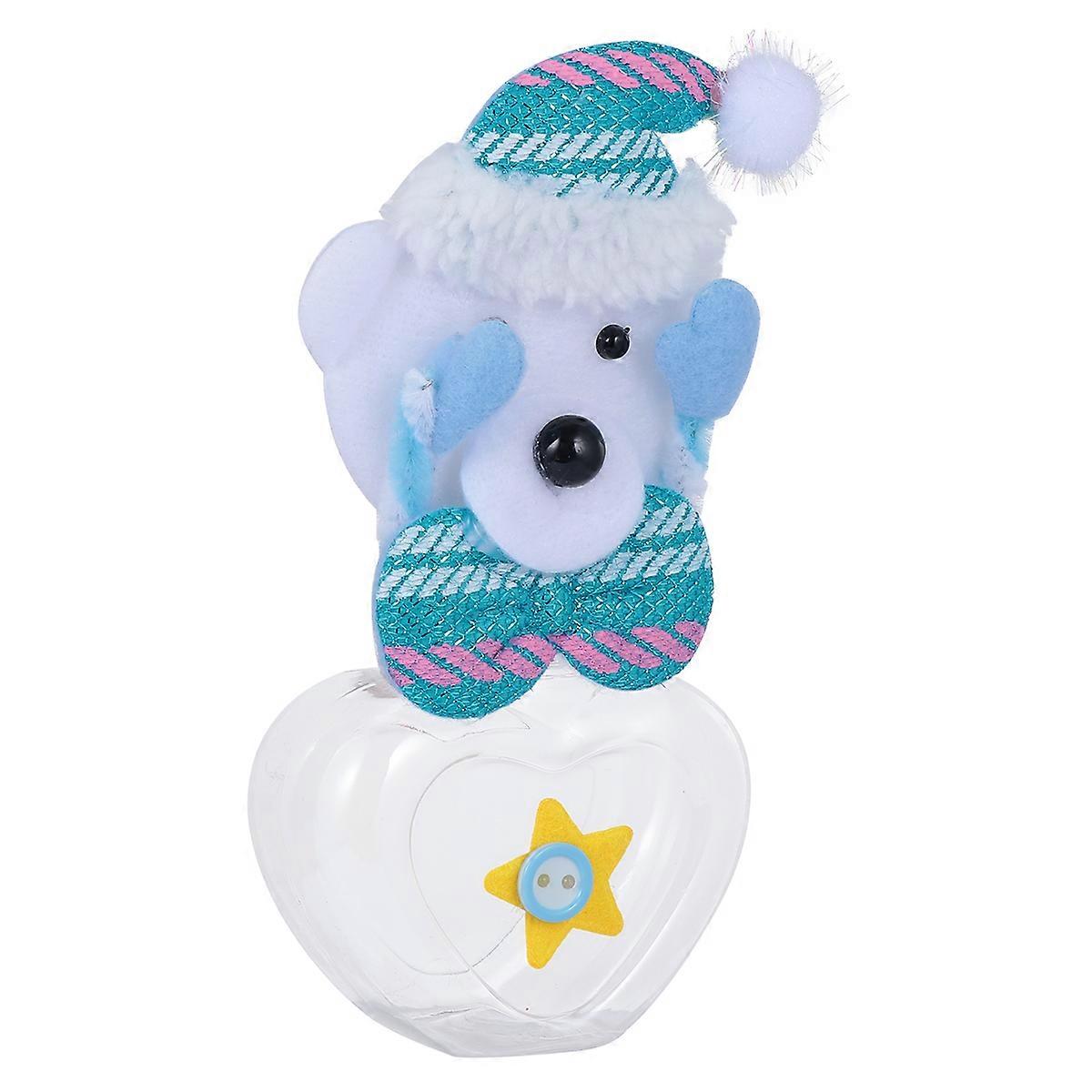 Portable Candy Can Heart Bear Shape Container Sky Blue 12X10CM For Candy Containers 1Pc