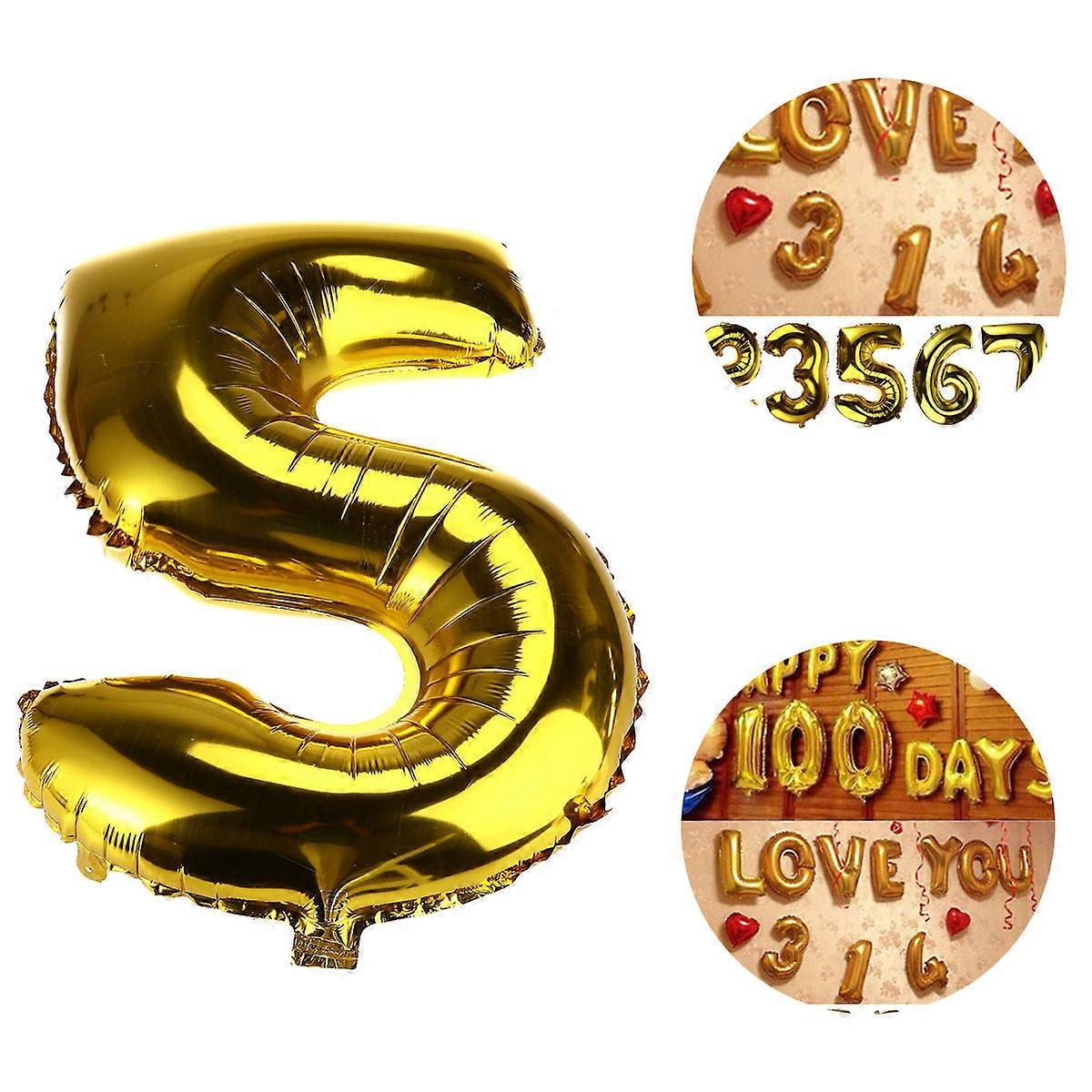 Grand nombre de ballons Ballons en feuille d’hélium Or 32 pouces pour enfants Adhésif auto-scellant 1Set