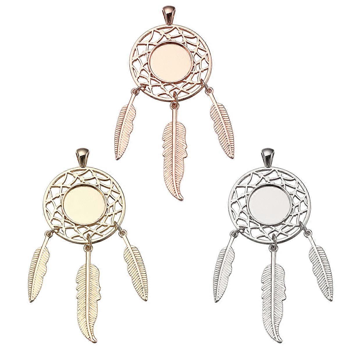 ドリームキャッチャーラウンドリングDIYペンダントトレイクリエイティブペンダントリビングルームデコレーション7x2.7x0.5cm合金15個