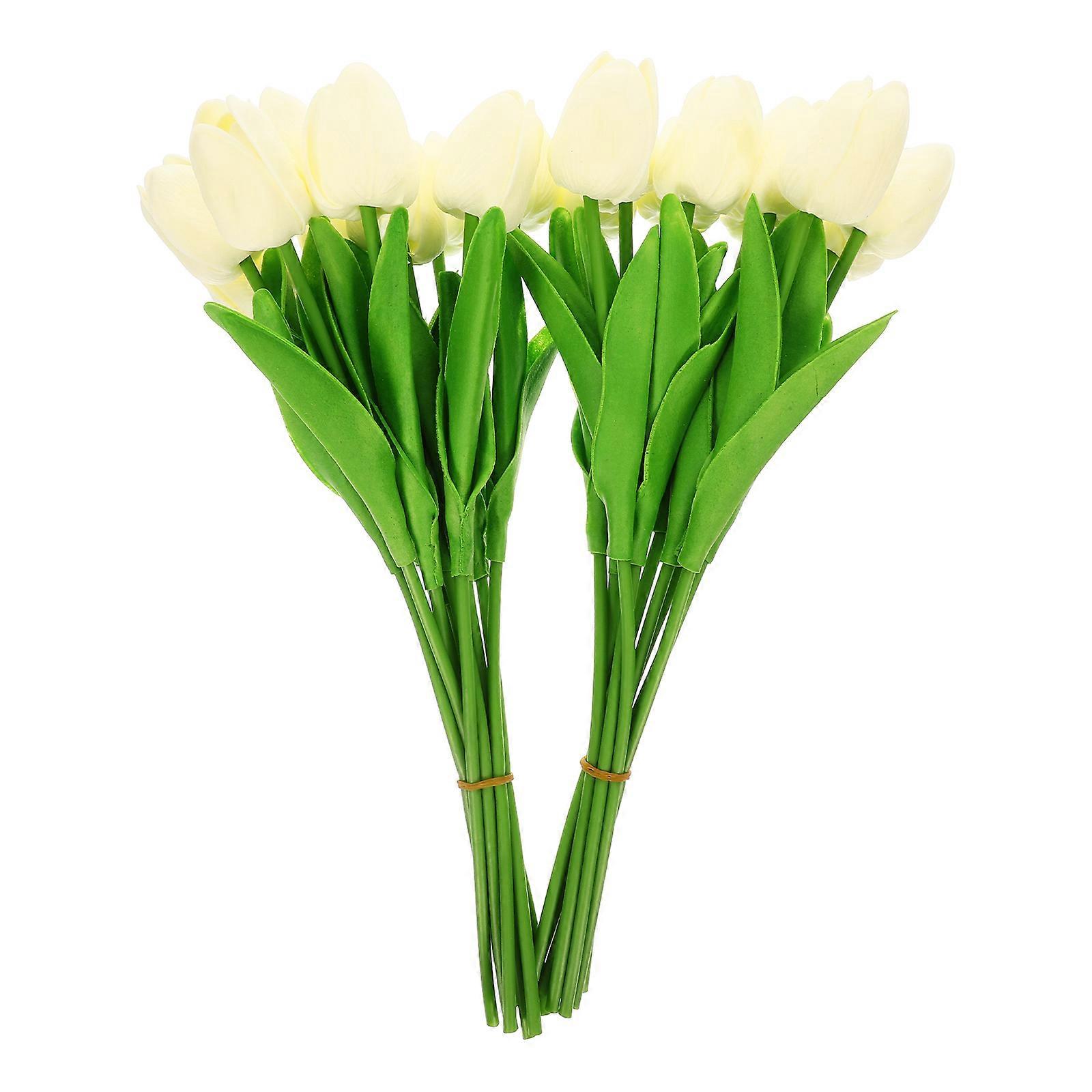 Fake Flower Arrangement Artificial Tulip Bouquet Wedding Photography Props Mini Realistic Design 20Pcs