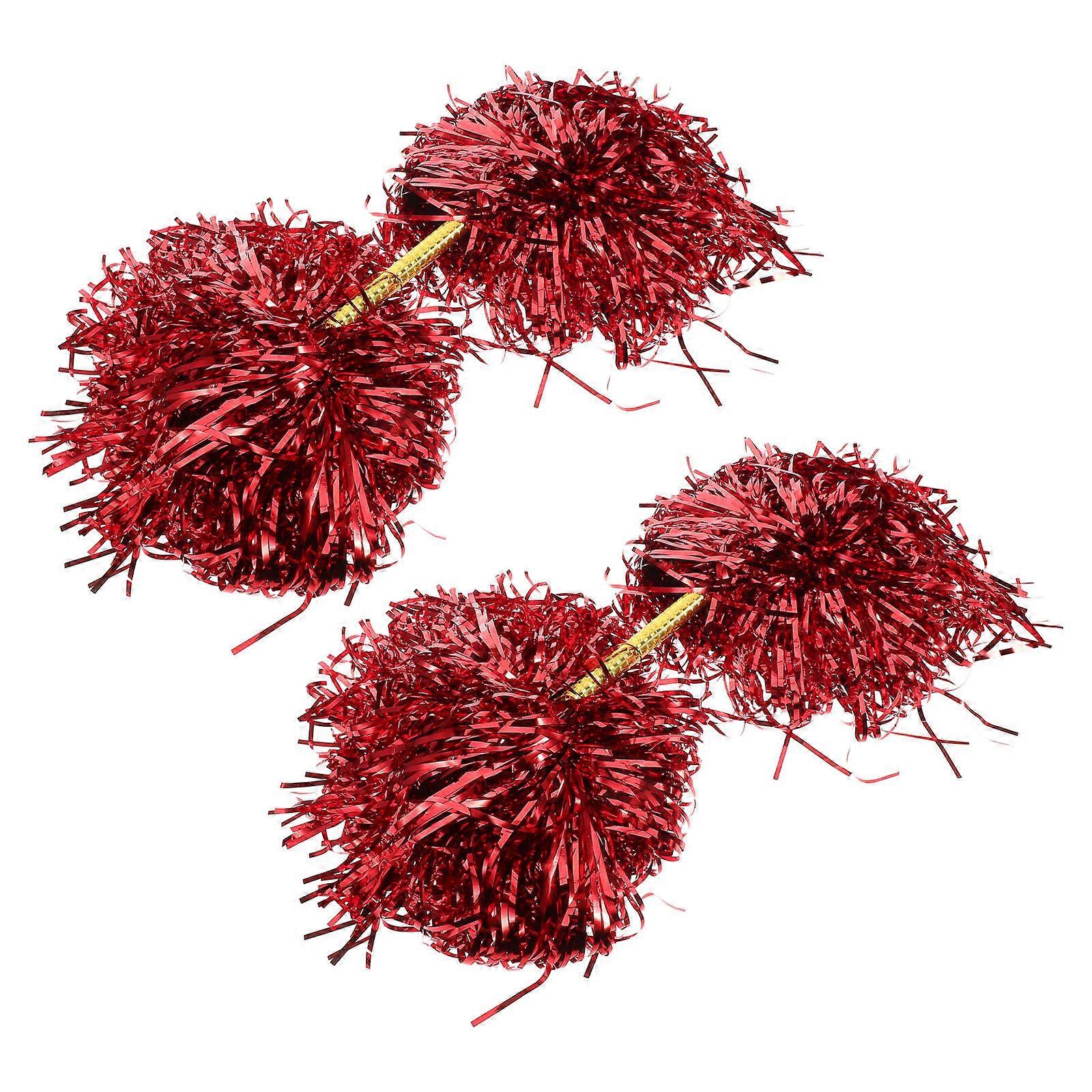 Kids Pom Poms Cheerleading Round Shape Plastic Material Cheerleading Performances 2Pcs