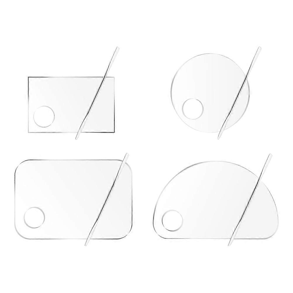 Makeup Palette Holder Acrylic Makeup Foundation Tray Professional Use Simple Design Rectangular 16x15cm Color Blending 1 Set
