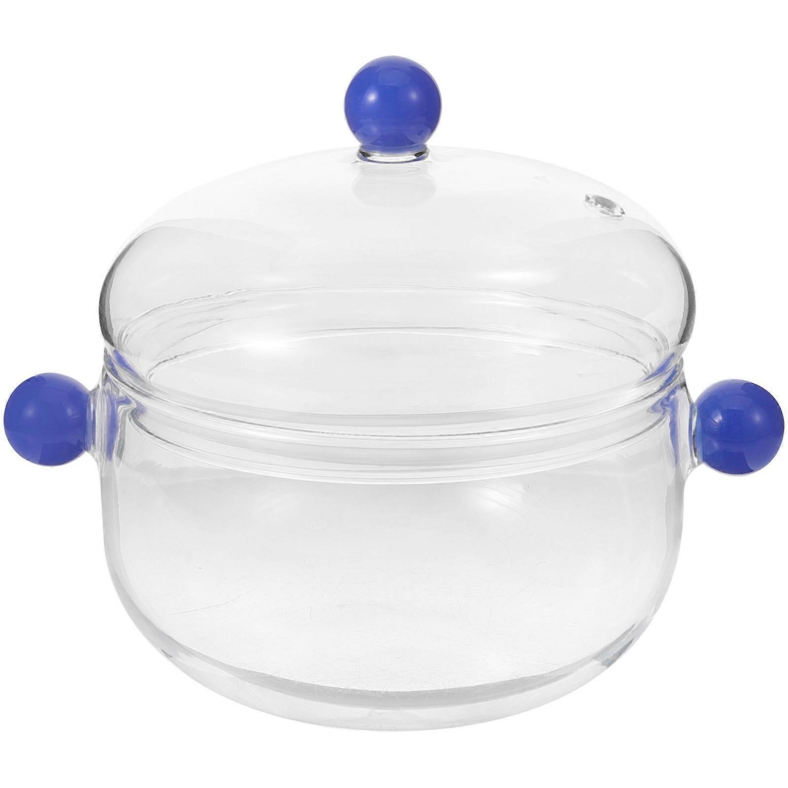 Cookware Pot Glass Stew Pot With Lid For Home Cooking Stewing Round 1Set